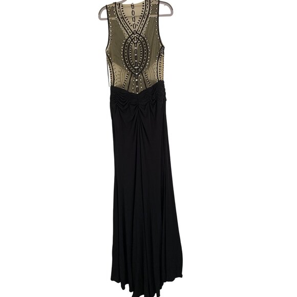 Cache Black Beaded Mesh & Jersey Evening Gown Size 8 RF10611 NWT $458 Formal - Picture 7 of 15